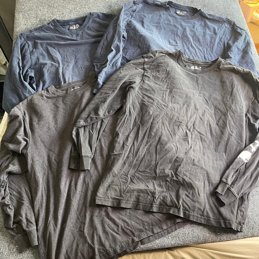 Lot of 4 Carhartt Mens 2XL Loose Fit Long Sleeve T-Shirts Navy‎ Charcoal Grey